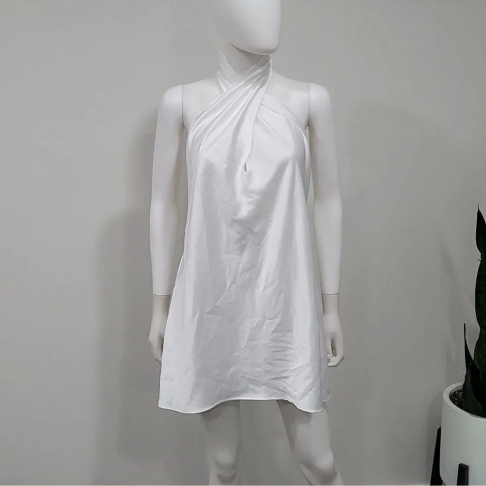 SHOW ME YOUR MUMU Jasmine Halter Mini Dress In Ivory Luxe Satin - Picture 9 of 11